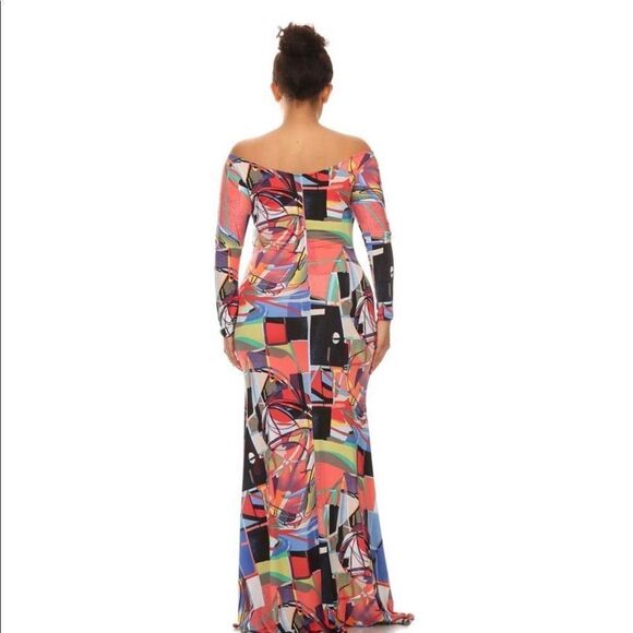 Print, Long sleeve maxi Plus dress - Picture 2 of 5
